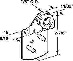 Prime-Line  7/8 in. Dia. x 1/3 in. L Mill  Nylon/Steel  Wardrobe Door Roller Assembly  2 pk 