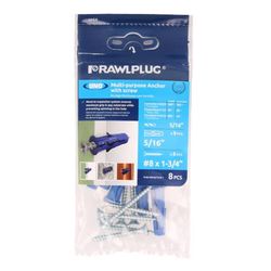 RAWLPLUG 5/16 in. D X 1.75 in. L Polypropylene Phillips Head Drywall Anchor 8 pc