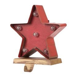 Glitzhome Marquee Red Star Stocking Holder Indoor Christmas Decor 7.48 in.