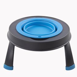Dexas Blue Rubber 1.5 cups Elevated Pet Feeder For Cats/Dogs