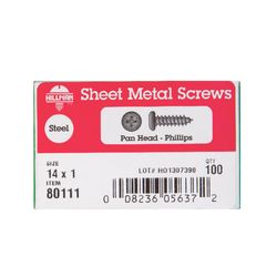 HILLMAN No. 14 Ga. X 1 in. L Phillips Pan Head Sheet Metal Screws 100 pk