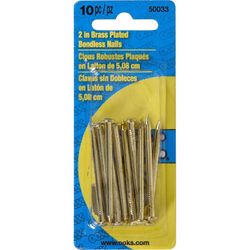 HILLMAN OOK Brass-Plated Hardwall Picture Hanging Nails 15 lb 10 pk