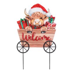 Glitzhome Metal Cow with Yard Stake Ornament 24.25 H in.