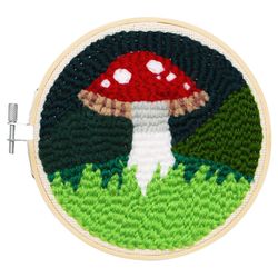 Kikkerland Mushroom Punch Needle Kit Cotton/Plastic 1 pk