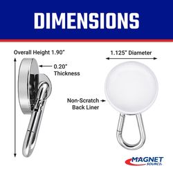 Magnet Source .225 in. L X 1.125 in. W Silver Carabiner Magnet 45 lb. pull 1 pc