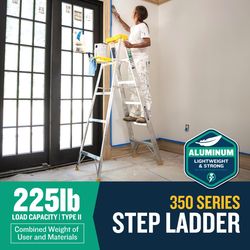 Werner 5 ft. H Aluminum Step Ladder Type II 225 lb. cap.