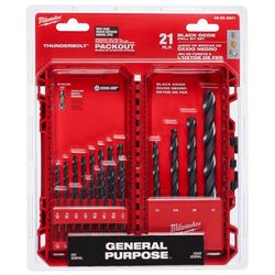 Milwaukee Thunderbolt Assorted Black Oxide Drill Bit Set 3-Flat Shank 21 pc