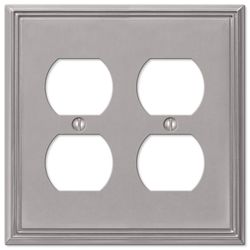 Amerelle Metro Brushed Nickel 2 gang Die-Cast Metal Duplex Wall Plate 1 pk