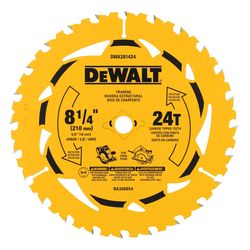 DEWALT 8-1/4 in. D X 5/8 in. Tungsten Carbide Tipped Circular Saw Blade 24 teeth 1 pk