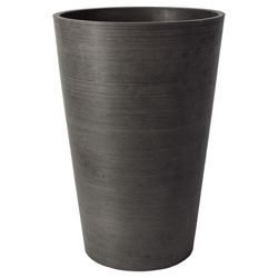 Algreen 18 in. H X 12 in. D Plastic Taper Spun Planter Charcoal