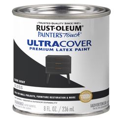 Rust-Oleum Painters Touch Ultra Cover Gloss Dark Gray Water-Based Latex Ultra Cover Paint 0.5 pt