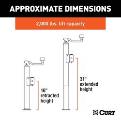 CURT Manual 2000 lb Trailer Jack