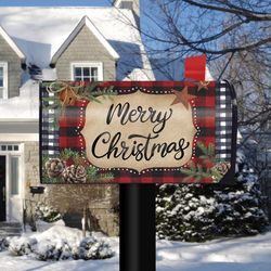 Briarwood Lane Multicolored Vinyl 19 in. H X 19 in. L X 7 in. W Farmhouse Merry Christmas Mailbox Co