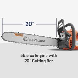 Husqvarna 450 Rancher 20 in. 55.5 cc Gas Chainsaw H25 .325 in.