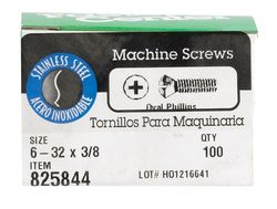 HILLMAN No. 6-32 Ga. X 3/8 in. L Phillips Oval Head Steel Machine Screws 100 pk