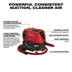 Milwaukee 8 gal Corded Dust Extractor Tool Only 120 V 2 HP