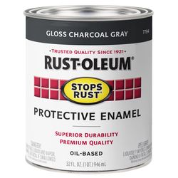 Rust-Oleum Stops Rust Indoor and Outdoor Gloss Charcoal Gray Oil-Based Protective Paint 1 qt