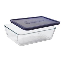 Pyrex Storage Rectangular Glass Dish with Lid Rectangular 11 cup Blue