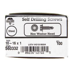 HILLMAN No. 10 Ga. X 1 in. L Hex Hex Washer Head Sheet Metal Screws 100 pk