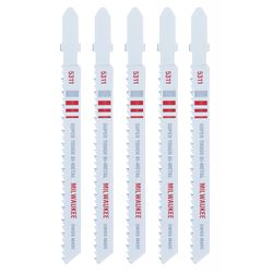 Milwaukee 4 in. Bi-Metal T-Shank Wood cutting Jig Saw Blade 10 TPI 5 pk