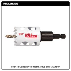 Milwaukee Hole Dozer 1-1/2 in. Bi-Metal 2.7 in. L X 3/8 in. D Hole Saw with Arbor and Pilot Bit Arbo
