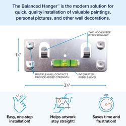 Balanced Hanger Always Level Metallic Silver Heavy Duty Mirror/Picture Hanging Kit 75 lb 1 pk