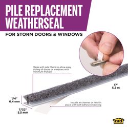 M-D Building Products Gray Pile Weatherstrip For Doors and Windows 204 in. L X 0.22 in.
