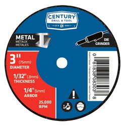 Century Drill & Tool 3 in. D X 1/4 in. X .035 in. thick Aluminum Oxide A36T Cutting/Grinding Wheel 1