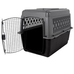 Aspen Pet Pet Porter Large Plastic Pet Kennel Black/Gray 27 in. H X 25 in. W X 36 in. D