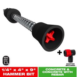 Diablo Amped Rebar Demon 1/4 in. X 9 in. L Stainless Steel Dust Extraction Drill Bit SDS-Plus Shank