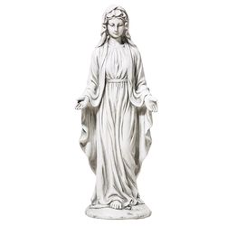 Glitzhome Fiberglass/MGO Gray 30 in. Blessed Mother Mary Garden Statue