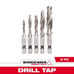 Milwaukee Shockwave Assorted Metal Drill and Tap Set Hex Shank 5 pc