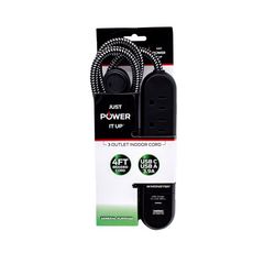 Monster Just Power it Up 4 ft. L 3 outlets Power Strip with USB Ports Black