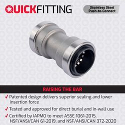 QuickFitting 3/4 in. PEX Stainless Steel Straight Coupling