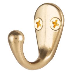 Ace 1-3/4 in. L Bright Brass Gold Brass Small Single Garment Hook 1 pk