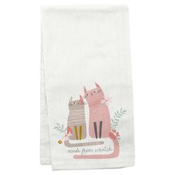 Karma White Cotton Flora Cat Tea Towel 1 pk