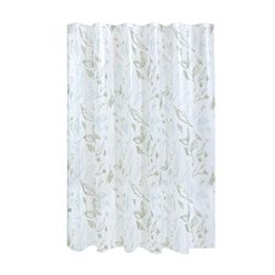 iDesign 72 in. H X 72 in. W White Leaves Frost Shower Curtain PEVA