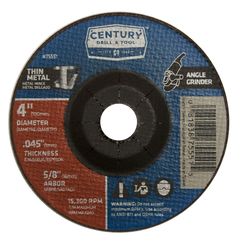 Century Drill & Tool 4 in. D X 5/8 in. X .045 in. thick Metal Grinding Wheel 1 pc