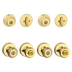 Kwikset Tylo Polished Brass Entry Knobs 1-3/4 in.