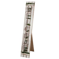 Glitzhome White Metal/Wood 43.7 in. H X 7.5 in. L X 1.77 in. W Welcome Porch Sign