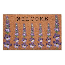 First Concept 18 in. W X 30 in. L Natural Floral Coir Door Mat