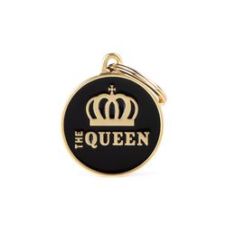 MyFamily Charms Gold/Black The Queen Metal Cat/Dog Pet Tags Small