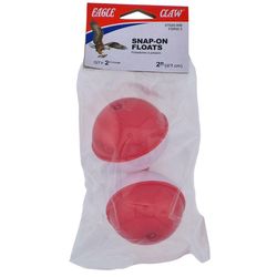 Eagle Claw 2 IN RED & WHITE PLASTIC SNAP-ON FLOATS Fishing Tackle