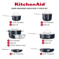 KitchenAid Hard Anodized Aluminum Cookware Set Black Sapphire