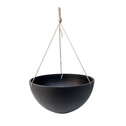 Algreen Acerra 21.7 in. H X 13.8 in. D Plastic Basket Hanging Bowl Planter Black