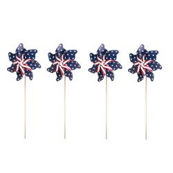 Glitzhome Patriotic Multicolored Plastic 43.25 in. H X 16.5 in. L X 6.75 in. W Americana Windmill