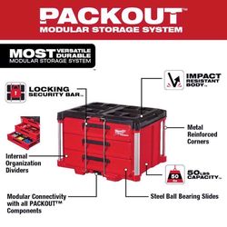 Milwaukee Packout 22 in. Modular 3-Drawer Tool Box Black/Red