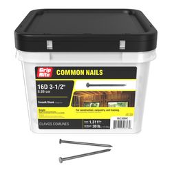 Grip-Rite 16D 3-1/2 in. Common Bright Steel Nail Flat Head 30 lb