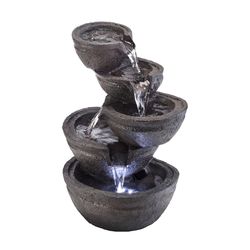Alpine Polyresin Assorted 13 in. H Bowls Fountain with LED Light