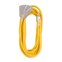Bergen Indoor or Outdoor 25 ft. L Yellow Triple Outlet Cord 12/3 SJTW